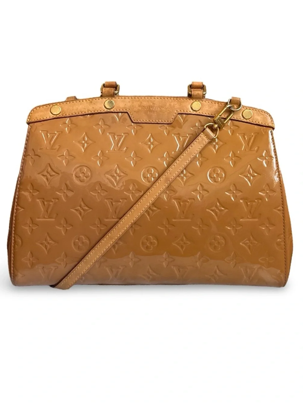 Louis Vuitton Vernis Brea GM Bronze Patent Leather Satchel Shoulder Bag